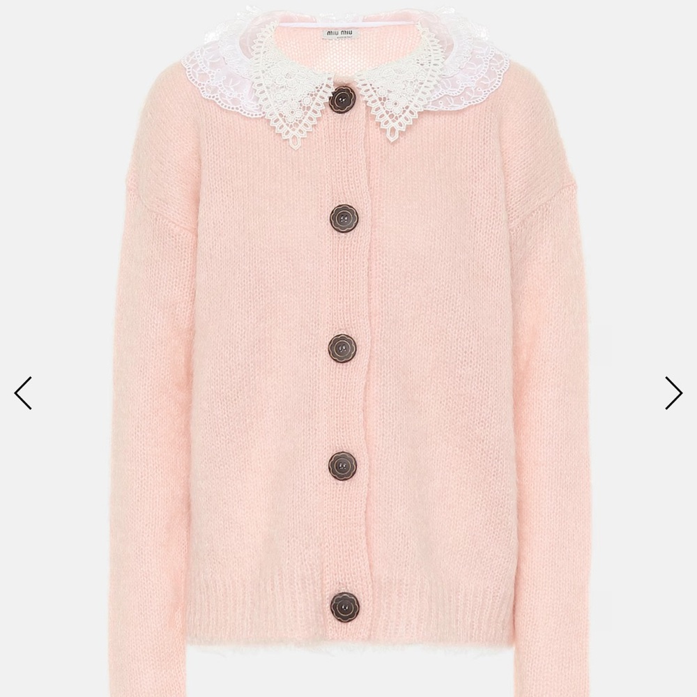 Miu Miu lace trimmed mohair blend cardigan